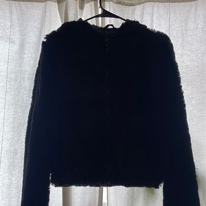 Furry black full zip sweater